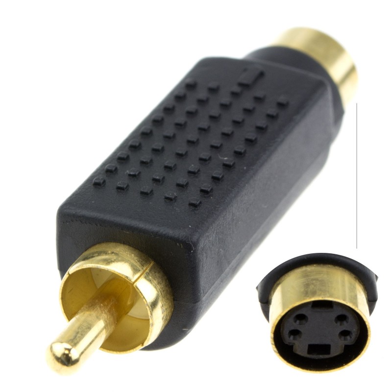 SVHS 4 pin S-Video To Composite RCA Phono Converter Adapter GOLD SVHS 4 pin S-Video To Composite RCA Phono Converter Adapter GOLD