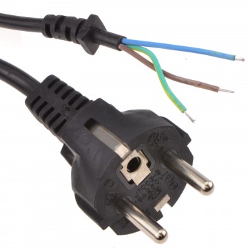 2 Pin Euro SCHUKO Plug to Bare End Wire 5A 3 Core Power Cable 1.5m