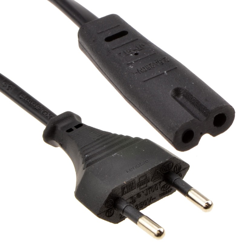 2 Pin Euro Plug to Figure of Eight 8 C7 Plug Power Cable 6ft 1.8m 2 Pin Euro Plug to Figure of Eight 8 C7 Plug Power Cable 6ft 1.8m