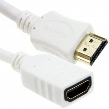 White HDMI 1.4 High Speed 3D TV Extension Lead Male to Female Cable 1m