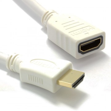 White HDMI 1.4 High Speed 3D TV Extension Lead Male to Female Cable 2m