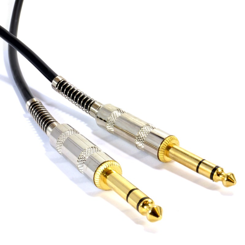 GOLD Stereo/Balanced Jack 6.35mm METAL Plugs Cable Lead Black 2m GOLD Stereo/Balanced Jack 6.35mm METAL Plugs Cable Lead Black 2m