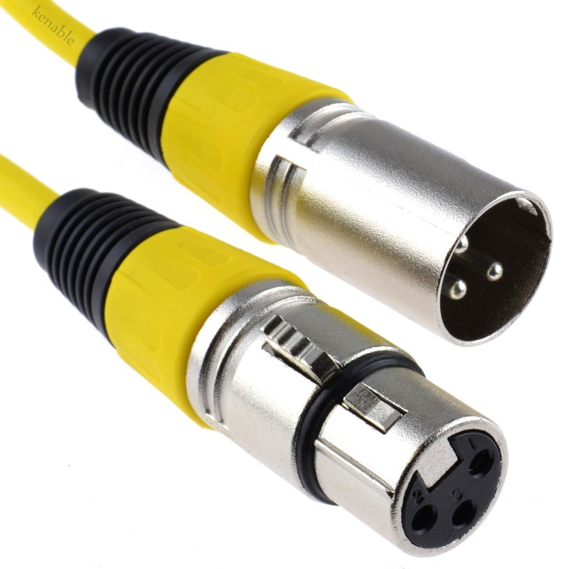 XLR 3 Pin Microphone Lead Male to Female Audio Cable YELLOW 3m XLR 3 Pin Microphone Lead Male to Female Audio Cable YELLOW 3m