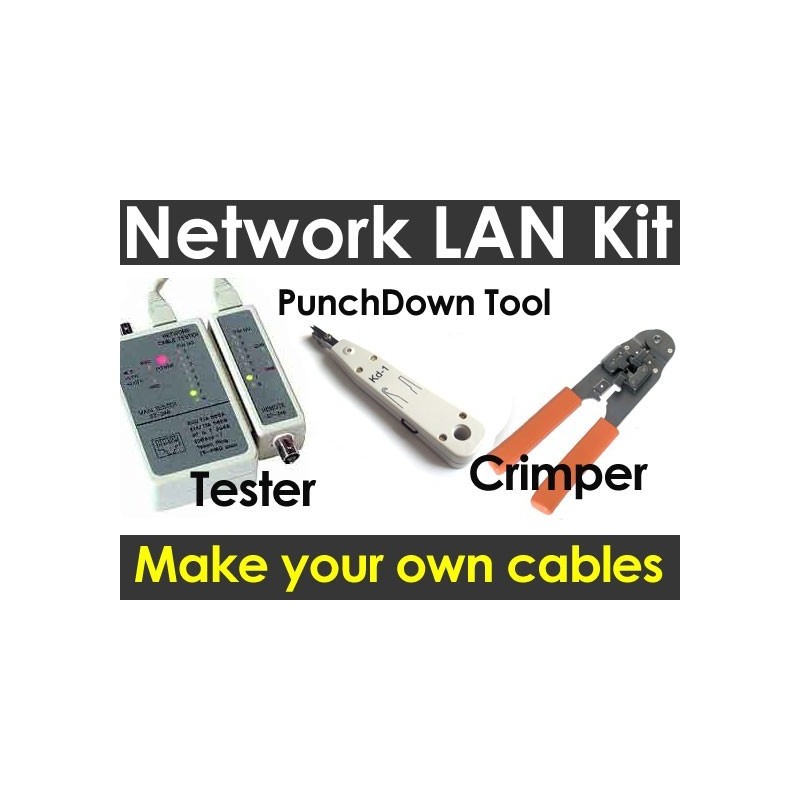 LAN Cable Tool Kit Crimper + Punch Down + Tester for RJ45/Ethernet