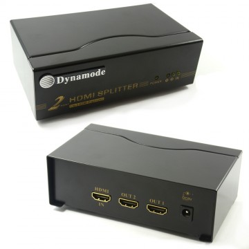 Dynamode 2 Port 1.4 HDMI High Speed Splitter 1 Device to 2 TVs Powered