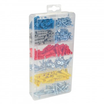 Assorted Screw and Multi Purpose Wall Plugs 258 Piece & Storage Case
