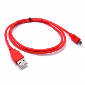USB 2.0 A To MINI B Data and Charging Shielded Cable 1m RED