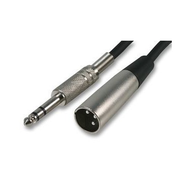Nickel 6.35mm STEREO Jack Male To XLR Plug Cable Lead Black 3m