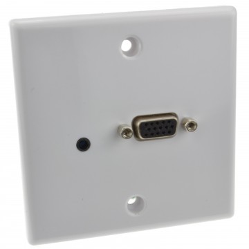 VGA Monitor & 3.5mm Audio Jack AV Wall Faceplate with Screw Terminals