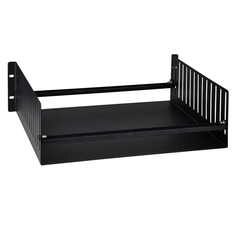 2U 450mm Steel Rack Shelf with Adjustable Equipment Clamps and Fixings 2U 450mm Steel Rack Shelf with Adjustable Equipment Clamps and Fixings