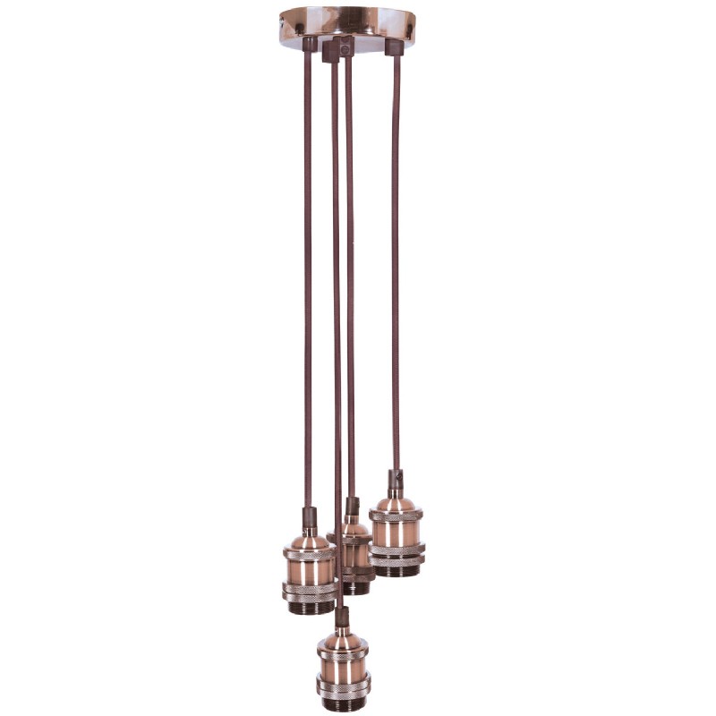 Quad E27 Bright Copper Rose Vintage Lighting Pendant with 1.8m Cables