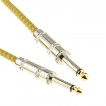 6.35mm Mono Braided Instrument Cable Gold & Bronze Guitar Audio Lead 3m