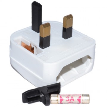 Euro Plug Socket to UK Plug 3 Amp Travel Adapter Fused White