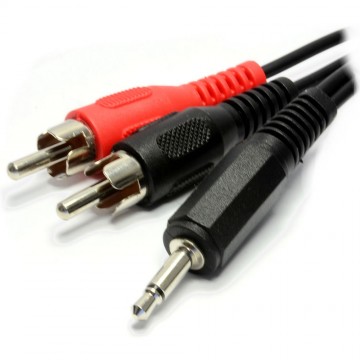 3.5mm Mono Jack to Twin Phono RCA Male Plugs Cable Lead 2m