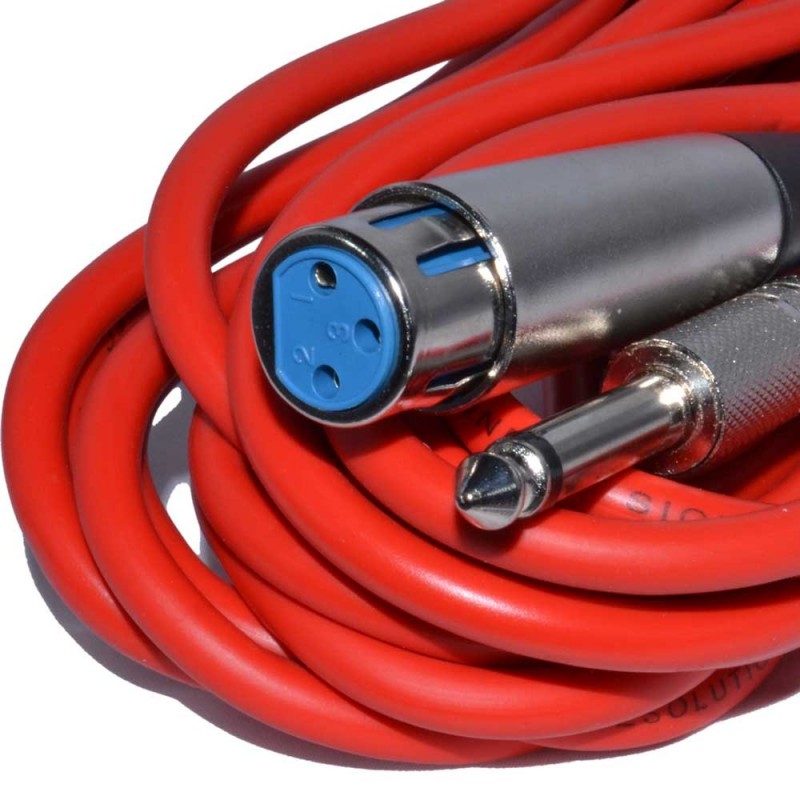 XLR Female Plug to Mono 6.35mm Screened OFC Audio Cable RED 6m XLR Female Plug to Mono 6.35mm Screened OFC Audio Cable RED 6m