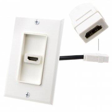 HDMI Flush EURO Wall Plate Faceplate Socket HDMI Tail Cable Single Port