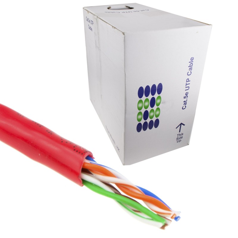 CAT5e UTP COPPER Ethernet Network SOLID Cable Reel BOX 305m - RED CAT5e UTP COPPER Ethernet Network SOLID Cable Reel BOX 305m - RED