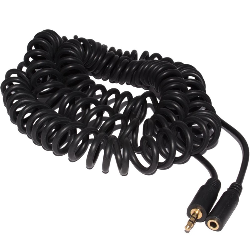 COILED 3.5mm Stereo Jack Extension Lead Male to Female Audio Cable 6m COILED 3.5mm Stereo Jack Extension Lead Male to Female Audio Cable 6m