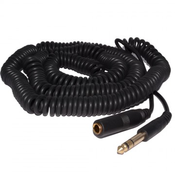 COILED 6.35mm Stereo Jack Extension Lead Male Female Audio Cable 10m