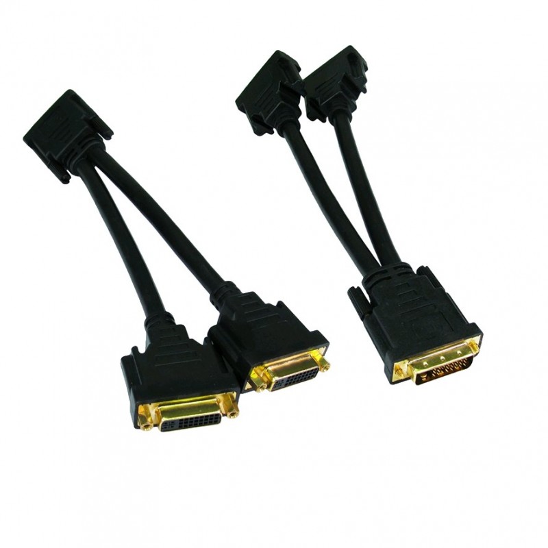 DVI Splitter Cable - Splits the DVI-D signal to Twin DVI Monitors GOLD