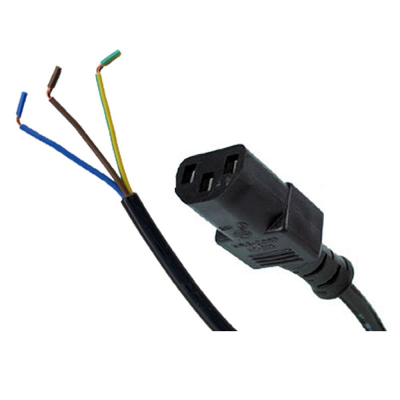 IEC C13 5 Amp Rewireable Cable IEC 3 Pin Male to Bare End Wire 2m IEC C13 5 Amp Rewireable Cable IEC 3 Pin Male to Bare End Wire 2m