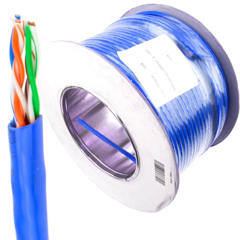 CAT5e UTP COPPER Ethernet Network SOLID Cable Reel 100m - BLUE CAT5e UTP COPPER Ethernet Network SOLID Cable Reel 100m - BLUE