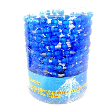 Christmas Xmas 56 Blue LED with Pearl Effect Beads and Clear Cable 5m