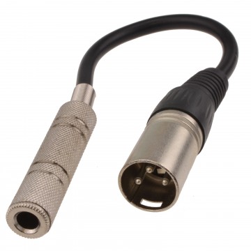XLR Male Plug to 6.35mm Stereo Socket Female Adapter Lead 20cm