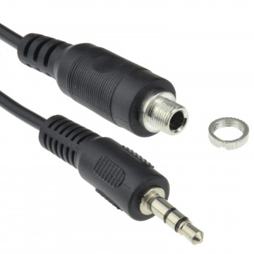 3.5mm Stereo Panel Mount Socket to 3.5mm Jack Plug Cable Lead 1m