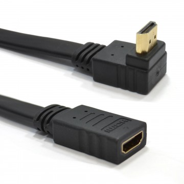 RIGHT ANGLE 270 FLAT HDMI Extension Cable Plug To Female Socket  0.2m 20cm