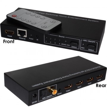 HDMI 1.4 3D TV 4 Devices to 1 TV Switcher & Selectable HEAC ARC 4Kx2K