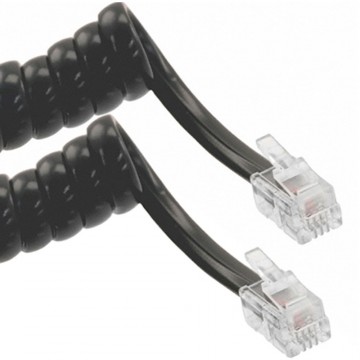 Telephone Handset Coiled RJ10 Plug to RJ10 Plug Cable Lead Grey 1m