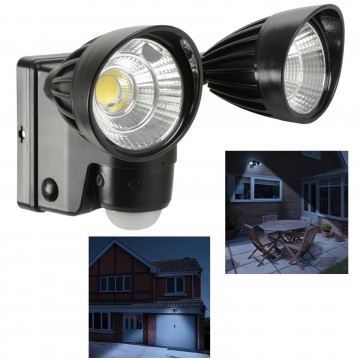 Motion Sensor Battery Powered Twin LED Security Flood Light with PIR