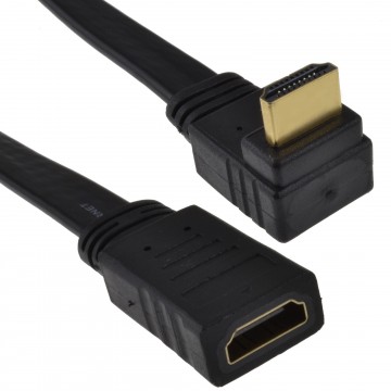 RIGHT ANGLE 90 FLAT HDMI Extension Cable Plug To Female Socket  0.5m 50cm