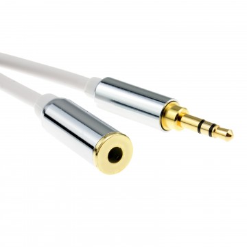 PRO METAL WHITE 3.5mm Stereo Jack Headphone Extension Cable  0.5m 50cm