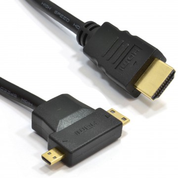 HDMI A to Micro D & MINI C HDMI Multi Use Androids & Tablets Cable 1m