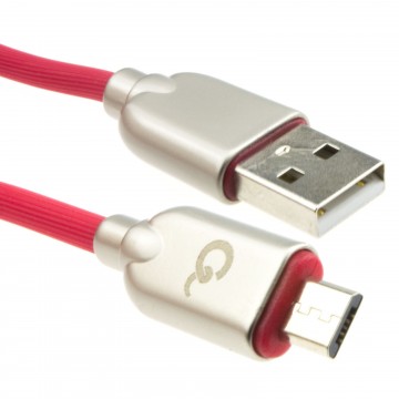 Premium High-Flex Rubber Micro USB Charging & Data Cable for Mobile Phone Red 2m