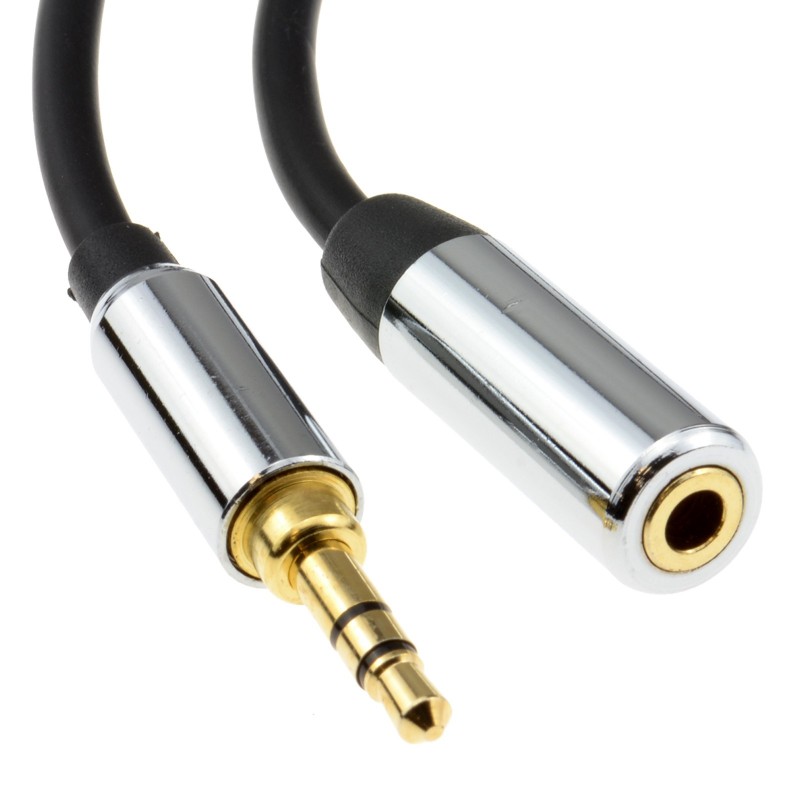 PRO METAL BLACK 3.5mm Stereo Jack Headphone Extension Cable 2m PRO METAL BLACK 3.5mm Stereo Jack Headphone Extension Cable 2m