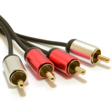 Aluminium PRO 2 x RCA Twin Phono Plugs Stereo Audio Cable Gold Lead 1.5m