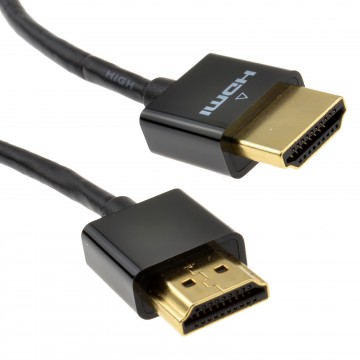 Slim HDMI High Speed 3D TV Low Profile Cable with Ethernet 1m Black