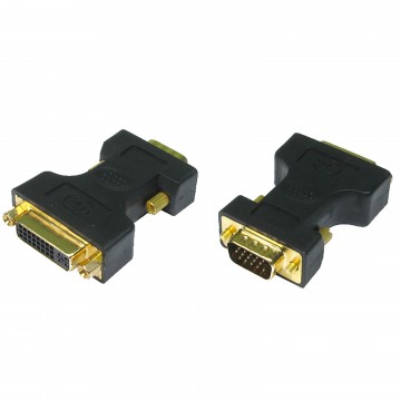 SVGA 15 Pin Male to DVI-A Female Socket Adapter GOLD