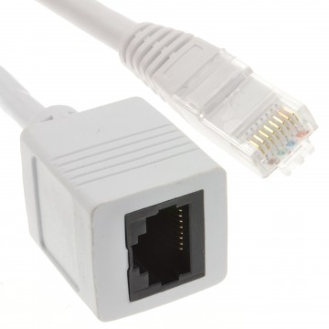 Network CAT6 UTP Ethernet RJ45 Extension Male/Female Cable White  2m