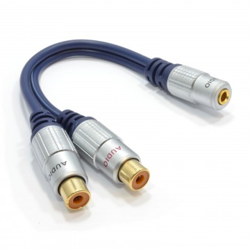 PURE Gold 3.5mm Stereo Jack Socket to 2 Phono RCA Socket Adapter Cable