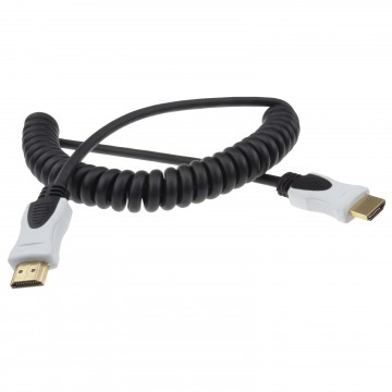 Coiled HDMI 2.0b 2160p 4k 18gbps UHD TV High Speed Cable Lead Gold