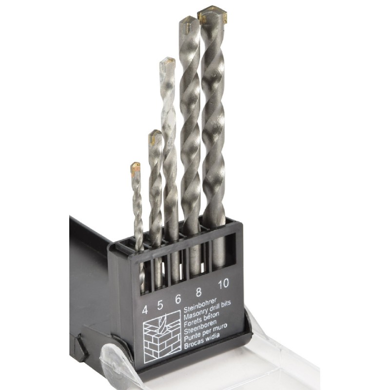 Mercury Masonry Hardened Cutting Faces Drill Bit Set of 5 with Stor
