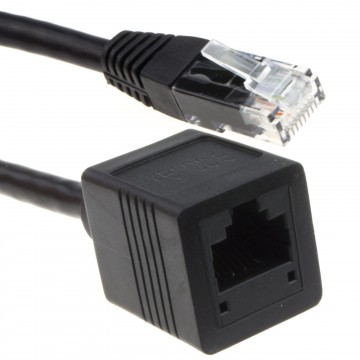 Network CAT6 UTP Ethernet RJ45 Extension Male/Female Cable Black  1.5m