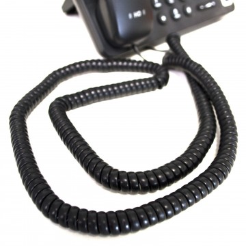 Telephone Handset Coiled RJ10 Plug to RJ10 Plug Cable Lead Black 6m