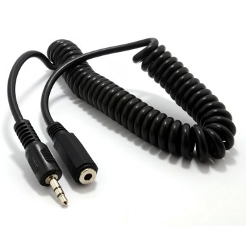 COILED 3.5mm Stereo Jack to Socket Headphone Extension Cable Lead 2m