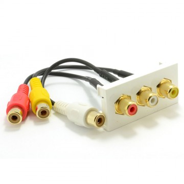 Ready Made Faceplate Module 3x RCA Phono Video Audio Panel Mount 15cm