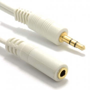 3.5mm Stereo Jack to Socket Headphone Extension GOLD Cable 15m White